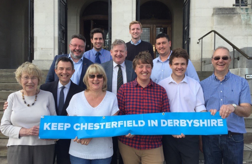 Lee with campaigners at Chesterfield Town Hall