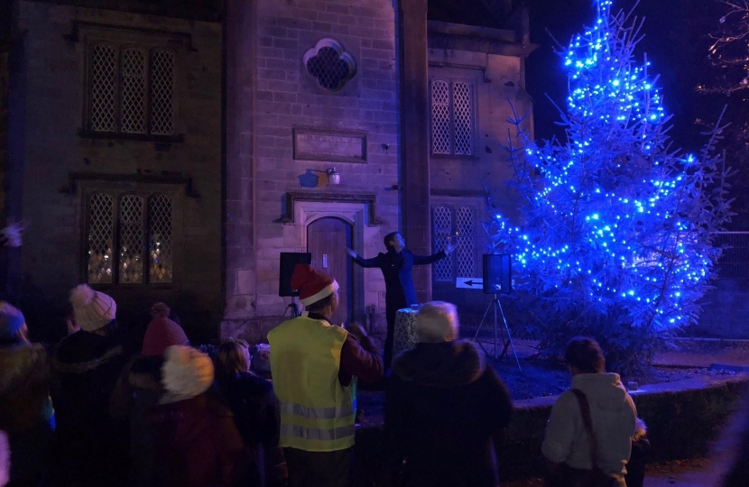 Lee switching on the Christmas lights in Ashover