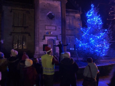Lee switching on the Christmas lights in Ashover